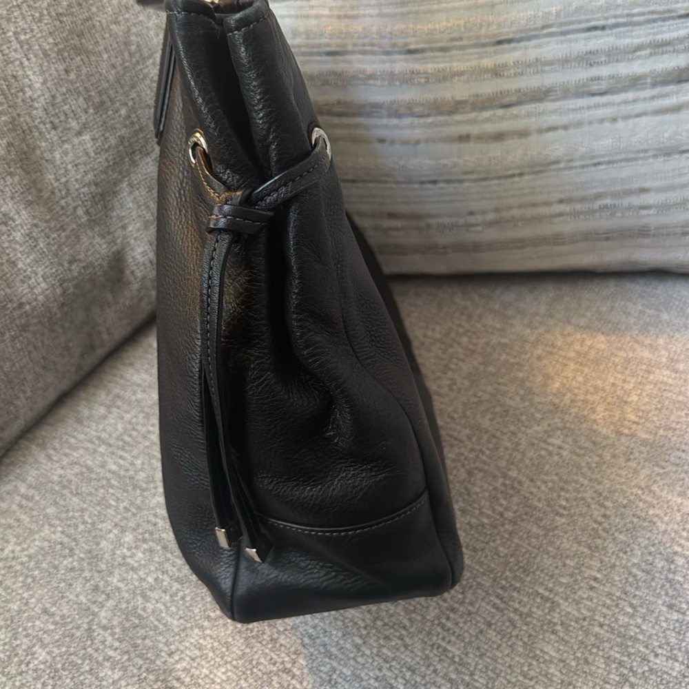 Coach Black Leather Tote with Patent Trim - Picture 7 of 13